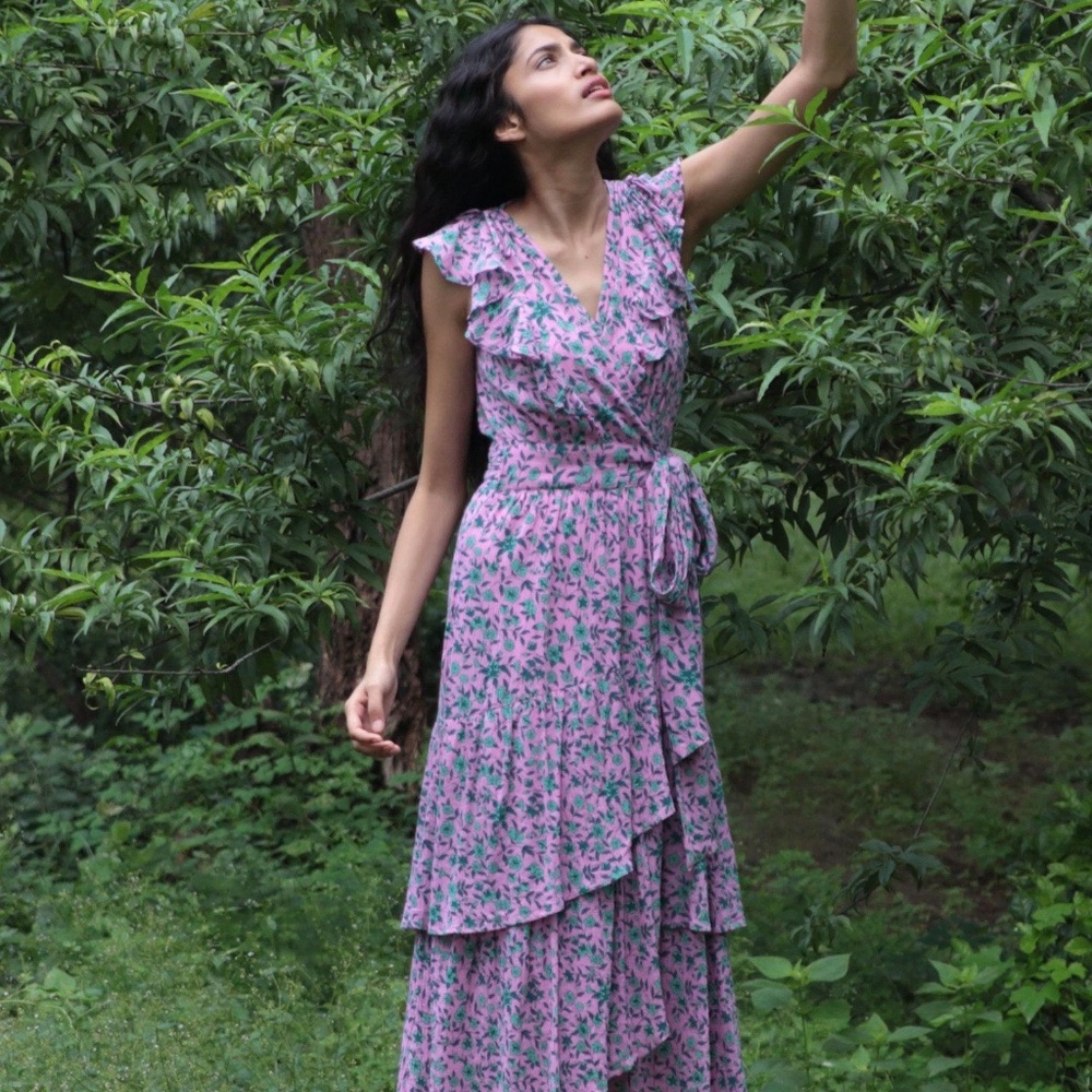 Banjanan Carra V-neck Wrap Dress sz L NWT